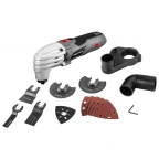 59G023 - MULTIFUNKCIS GP GRAPHITE 59G023 250W - 250 W, rezgsszm 15000-21000 perc. A rezgsszg 3,2. A mellkelt adapter lehetv teszi a forgcselszvst, a hat tartozk pedig lehetv teszi, hogy a szerszm csiszoljon, vgjon s vssen, fmet, ft s kermit. A kszlkhez tartozik egy csiszoltalp, kermia penge, kapar, flkrves penge fhoz s manyaghoz, szles merl penge s keskeny merl penge. A kszlet tartalmaz tovbb csiszolpaprt (5 db), fedlapokat, egy hordtskt. A szerszm lehetv teszi az egykezes munkt, knny slya s kzrell mrete (300 x 70 mm) pedig hozzjrul a knyelmes munkavgzshez.